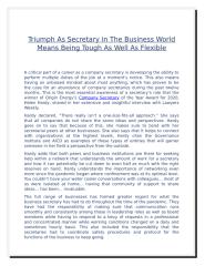 Triumph As Secretary in The Business World Means Being Tough As Well As Flexible.docx